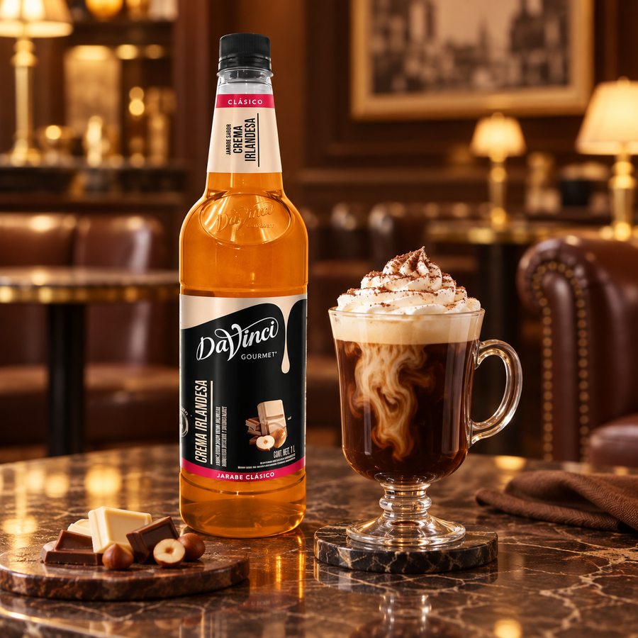 Jarabe DaVinci Crema Irlandesa Botella 1 Litro en bebida preparada, imagen de ambiente KEX