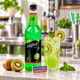 Jarabe DaVinci Kiwi Botella 1 Litro en escena con letrero KEX