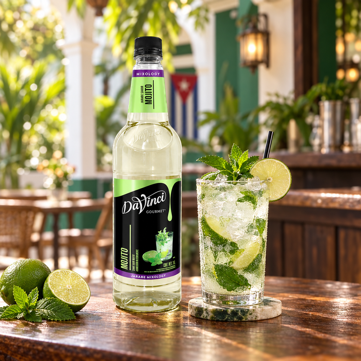 Jarabe DaVinci Mixología Mojito Botella 1 Litro en bebida preparada, imagen de ambiente KEX