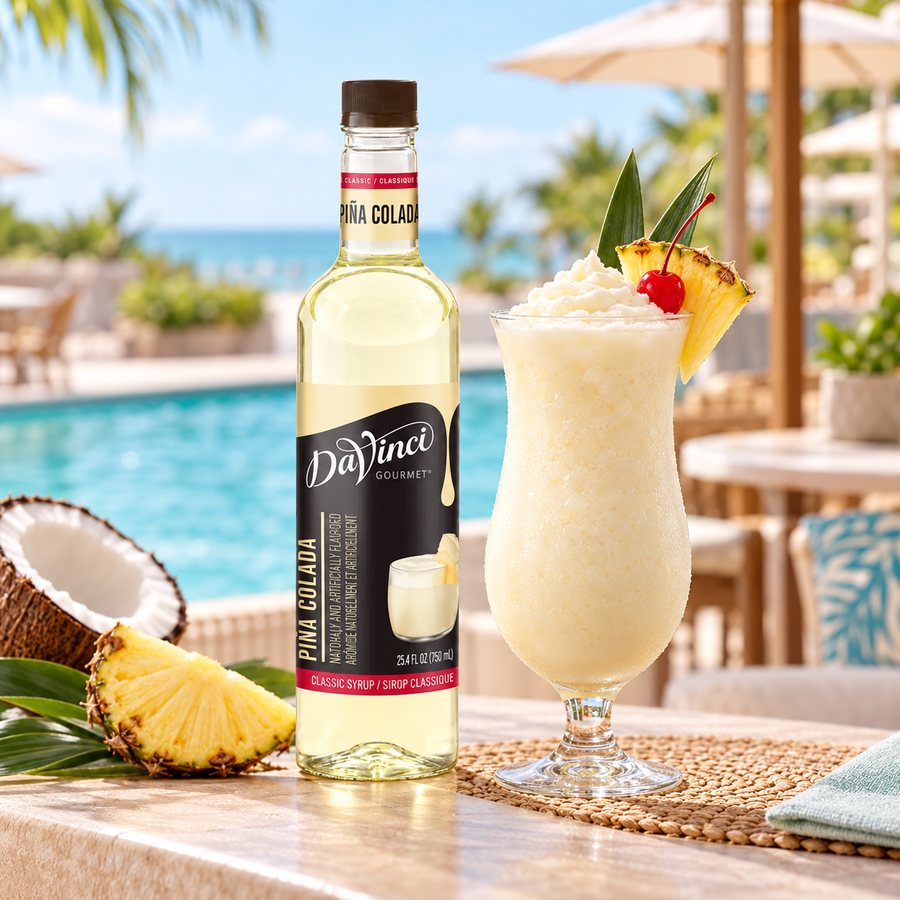 Jarabe DaVinci Piña Colada Botella 750 ml en bebida preparada, imagen de ambiente KEX