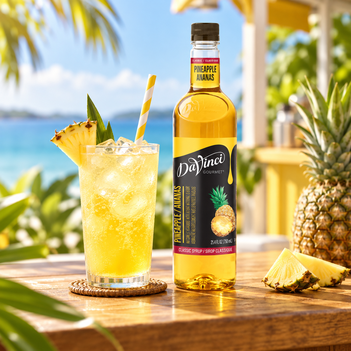 Jarabe DaVinci Pineapple Piña Botellas 750 Mililitros en bebida preparada, imagen de ambiente KEX