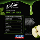 Jarabe Fruit Innnovation DaVinci Manzana Verde Botella 1 Litro - información nutrimental