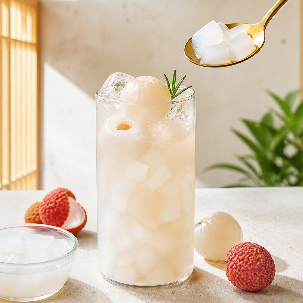 Jellys Lychee Tea Zone Bote 4 Kilogramos - en uso en barra de cafetería