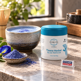 LATA TISANA HERBAL BLUE MATCHA EURO TE 90 GRAMOS - escena KEX