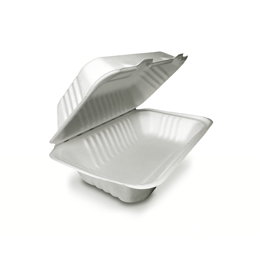Clamshell Contenedor Biodegradable 22x14 cm | Paquete 50 pzs