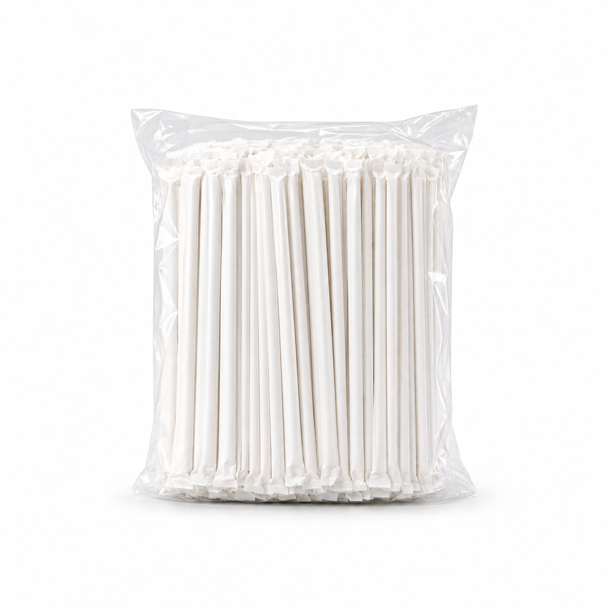Popote recto de papel 21 cm, paquete de 300 piezas envueltos individualmente