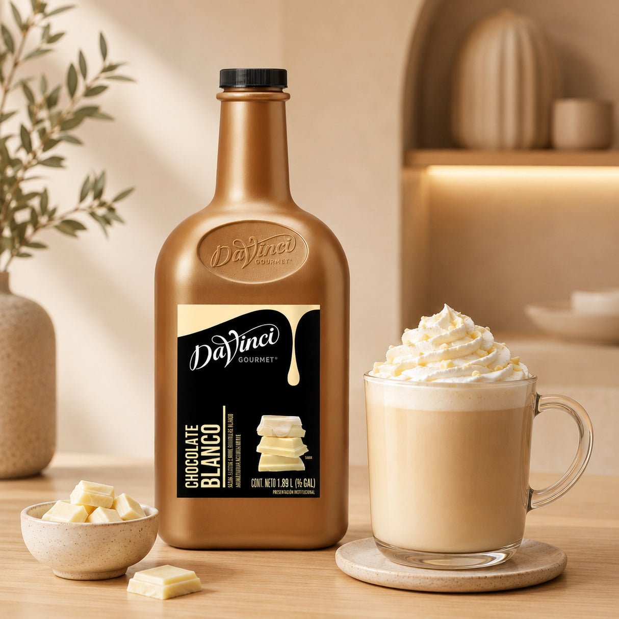 Salsa DaVinci Chocolate Blanco Botella 1/2 Galón - bebida preparada