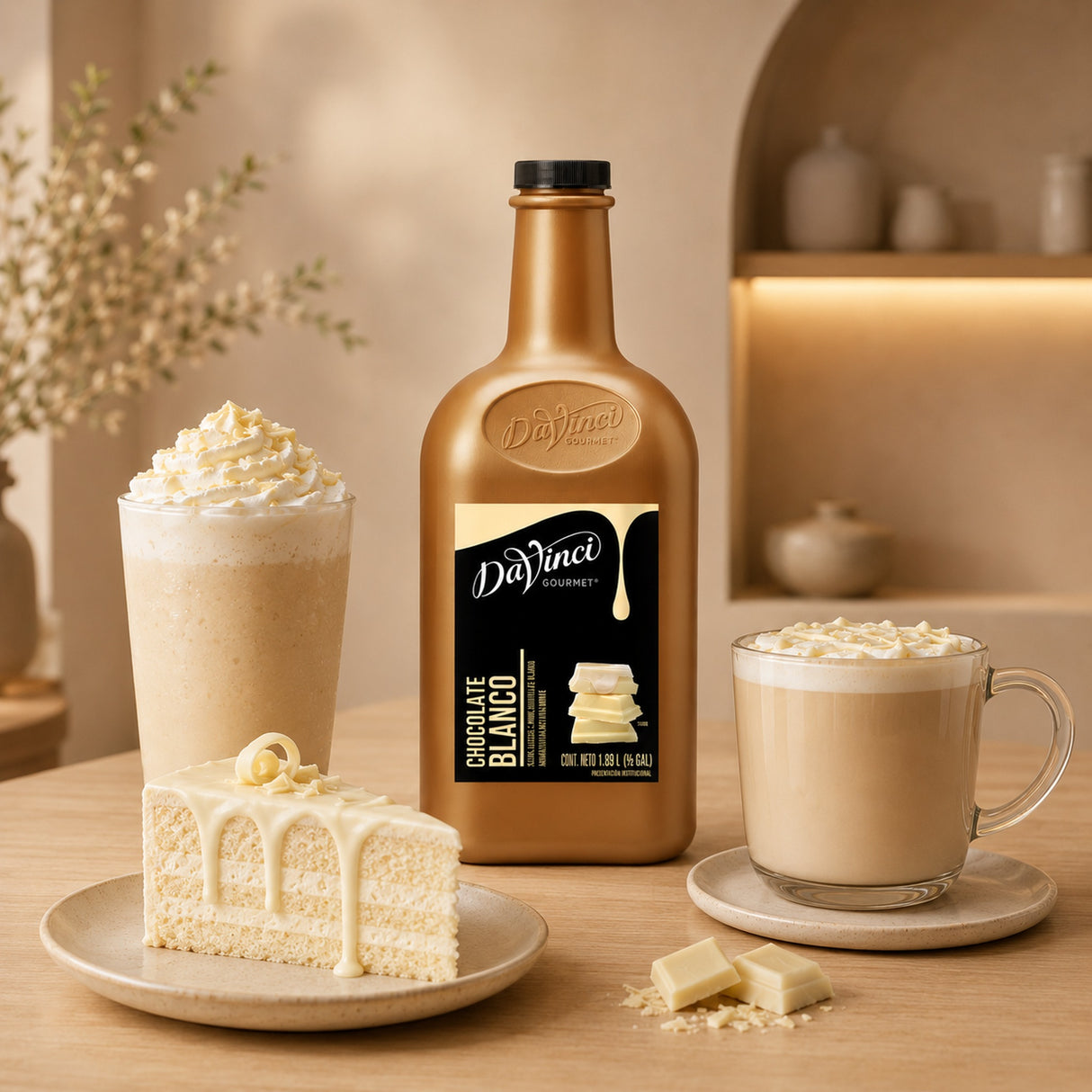 Salsa DaVinci Chocolate Blanco Botella 1/2 Galón - aplicacion