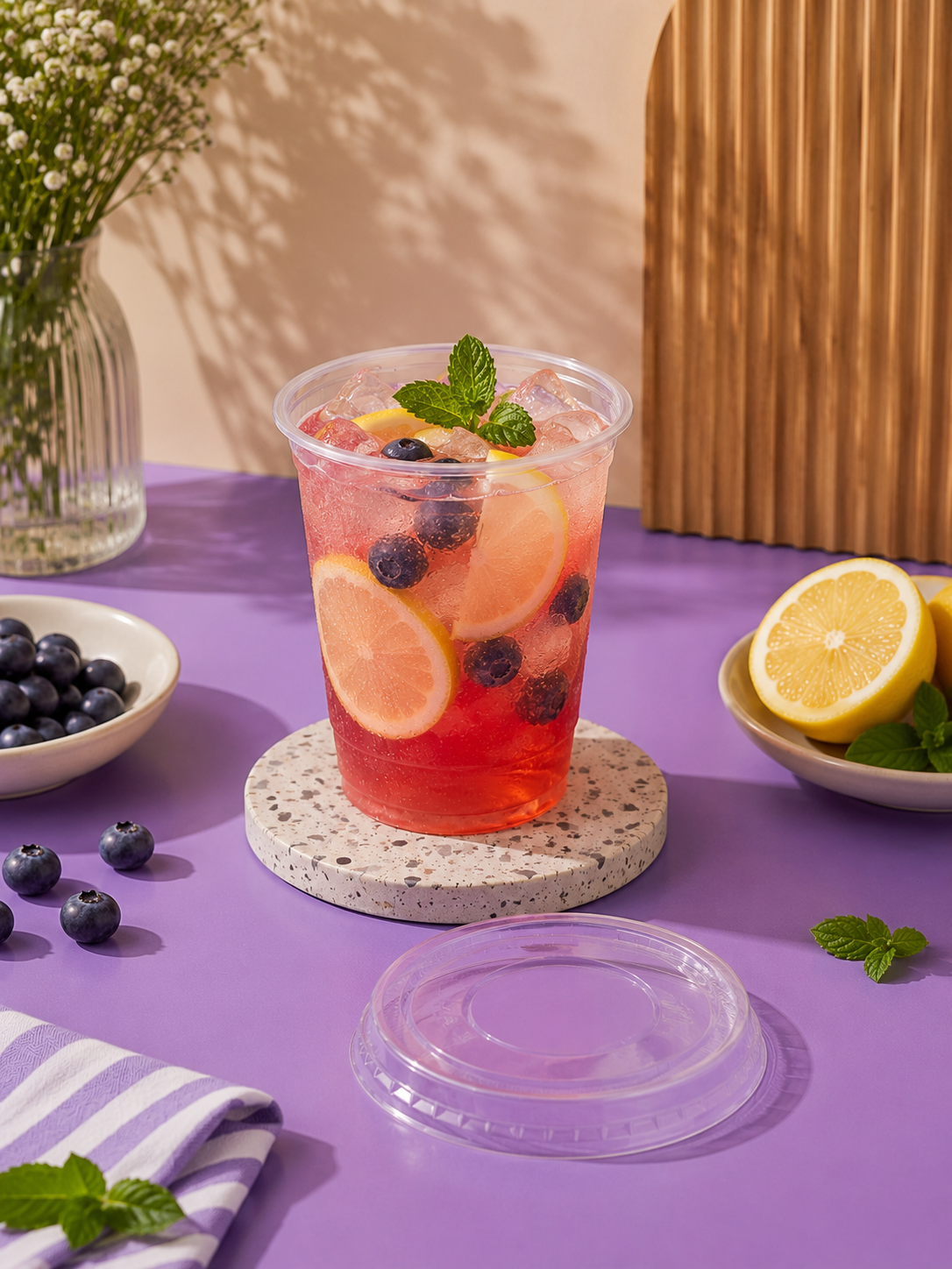 Tapa de domo de plástico para vaso transparente | para vaso de 12 oz, 16 oz y 20 oz