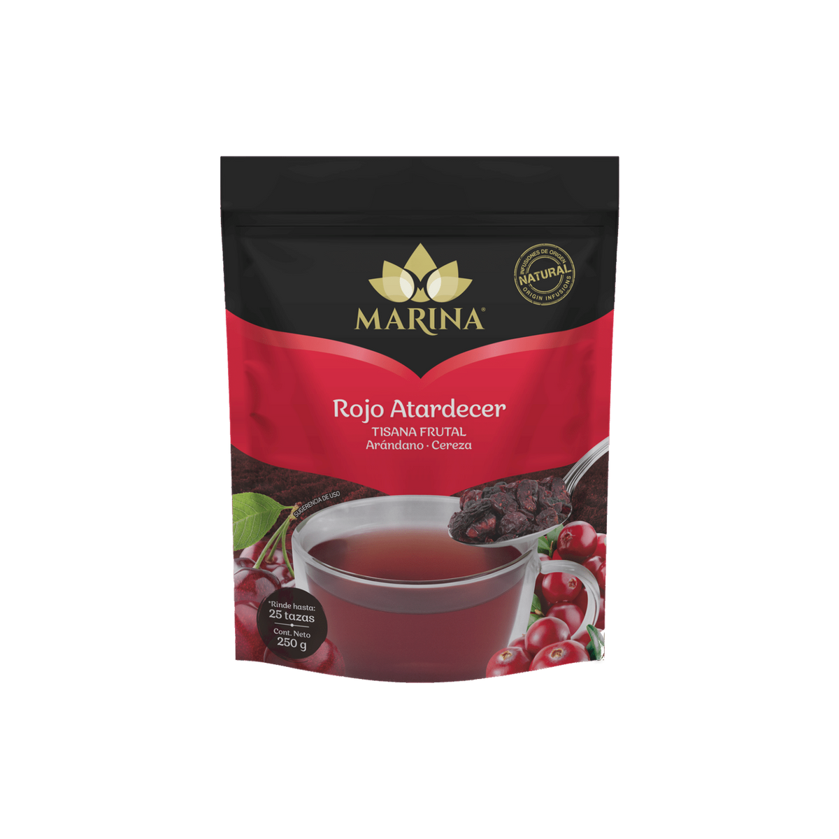 Tisana Frutal Arándano Cereza Rojo Atardecer Marina Bolsa 500 Gramos