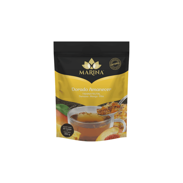 TISANA FRUTAL DURAZNO MANGO Y PIÑA  DORADO AMANECER MARINA BOLSA 500 GRAMOS