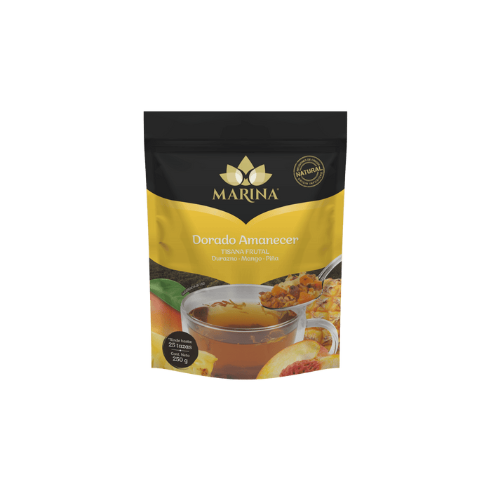 TISANA FRUTAL DURAZNO MANGO Y PIÑA  DORADO AMANECER MARINA BOLSA 500 GRAMOS