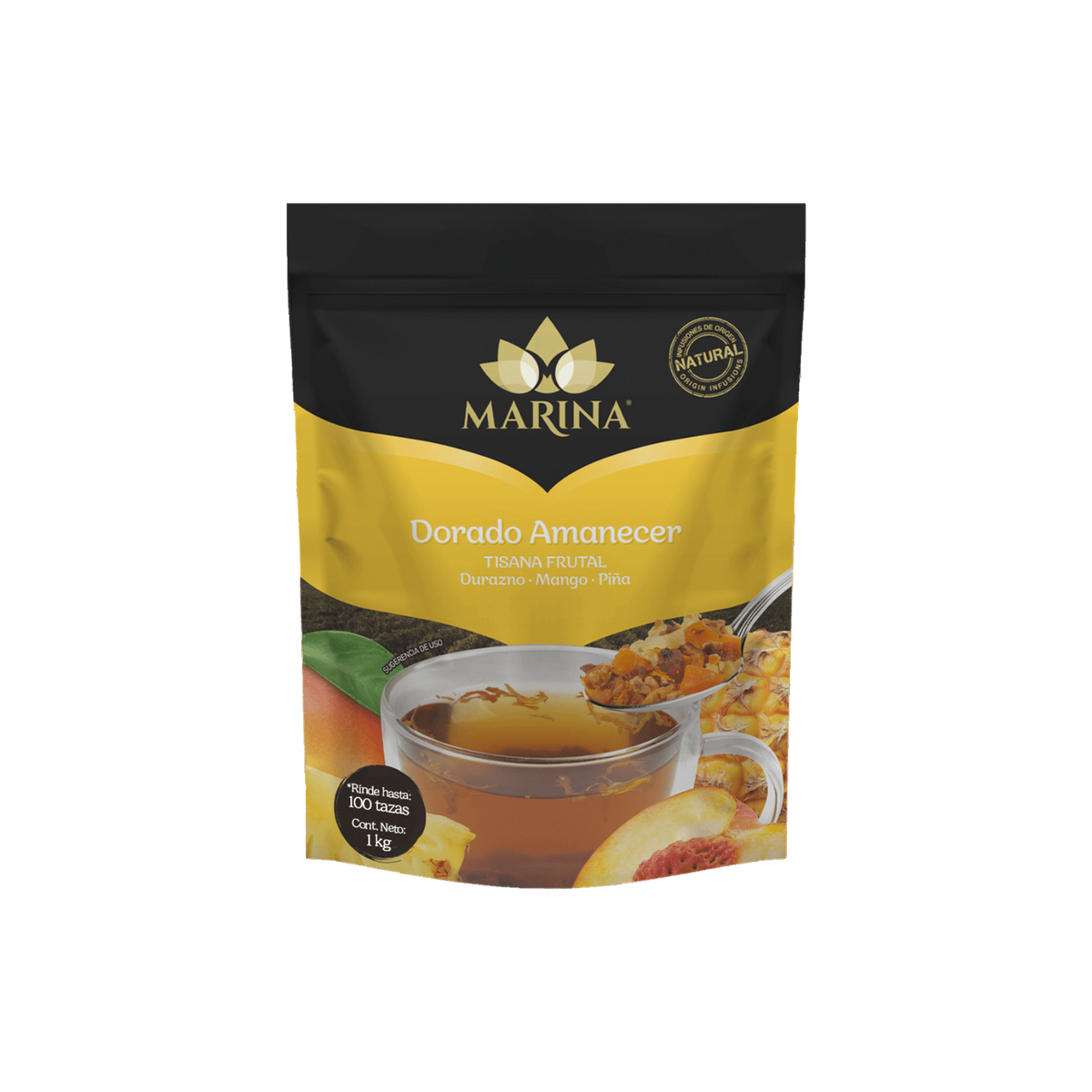 TISANA FRUTAL DURAZNO MANGO Y PIÑA DORADO AMANECER MARINA BOLSA 1 KG