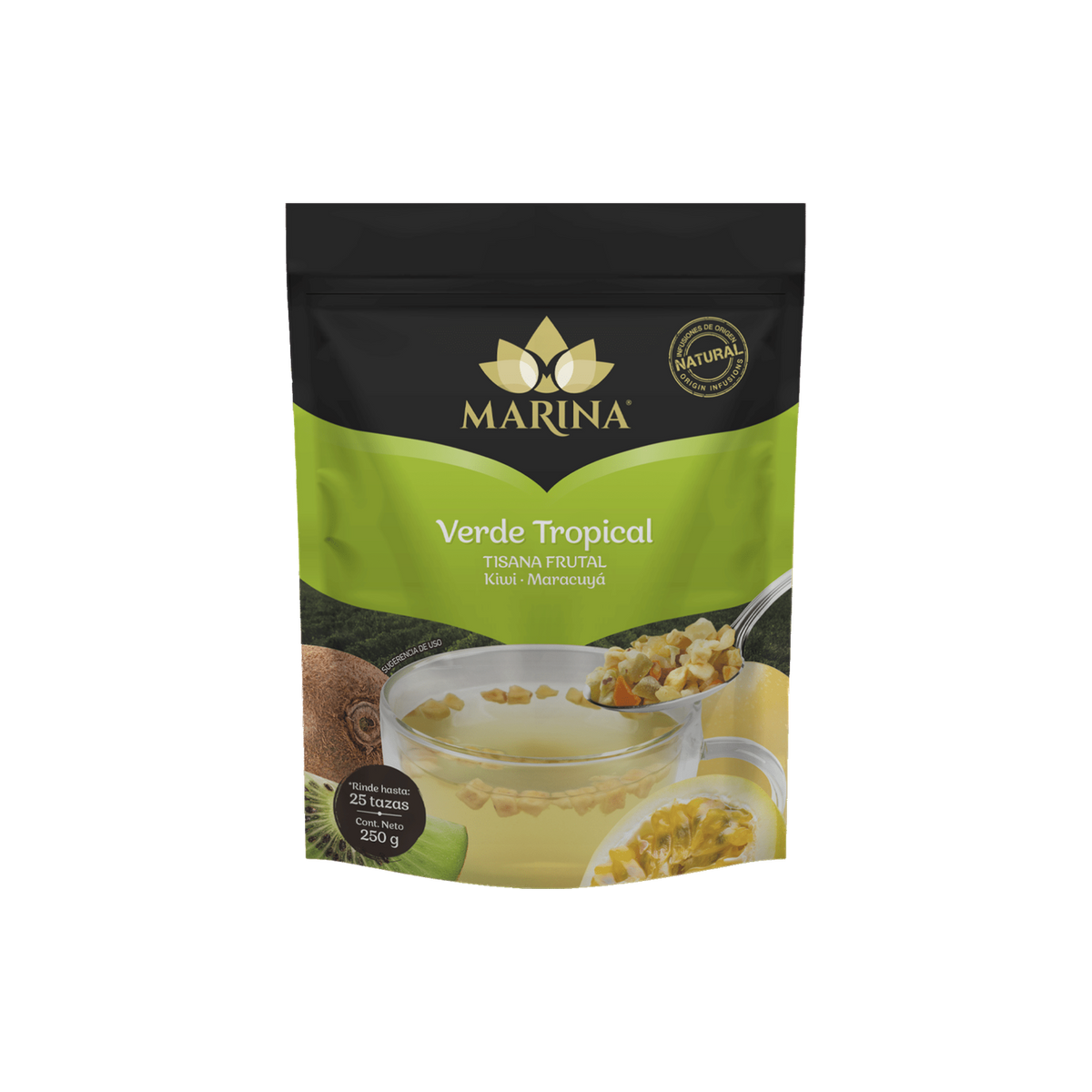 Tisana Frutal Kiwi y Maracuyá Verde Tropical Marina Bolsa 500 Gramos