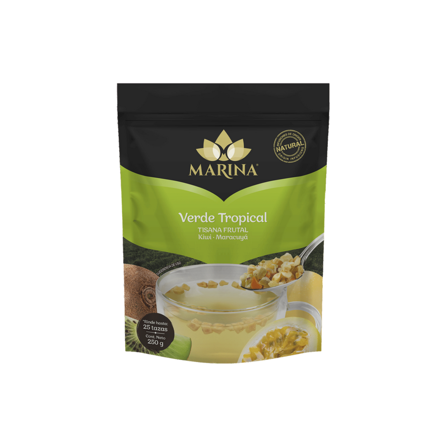 Tisana Frutal Kiwi y Maracuyá Verde Tropical Marina Bolsa 250 Gramos