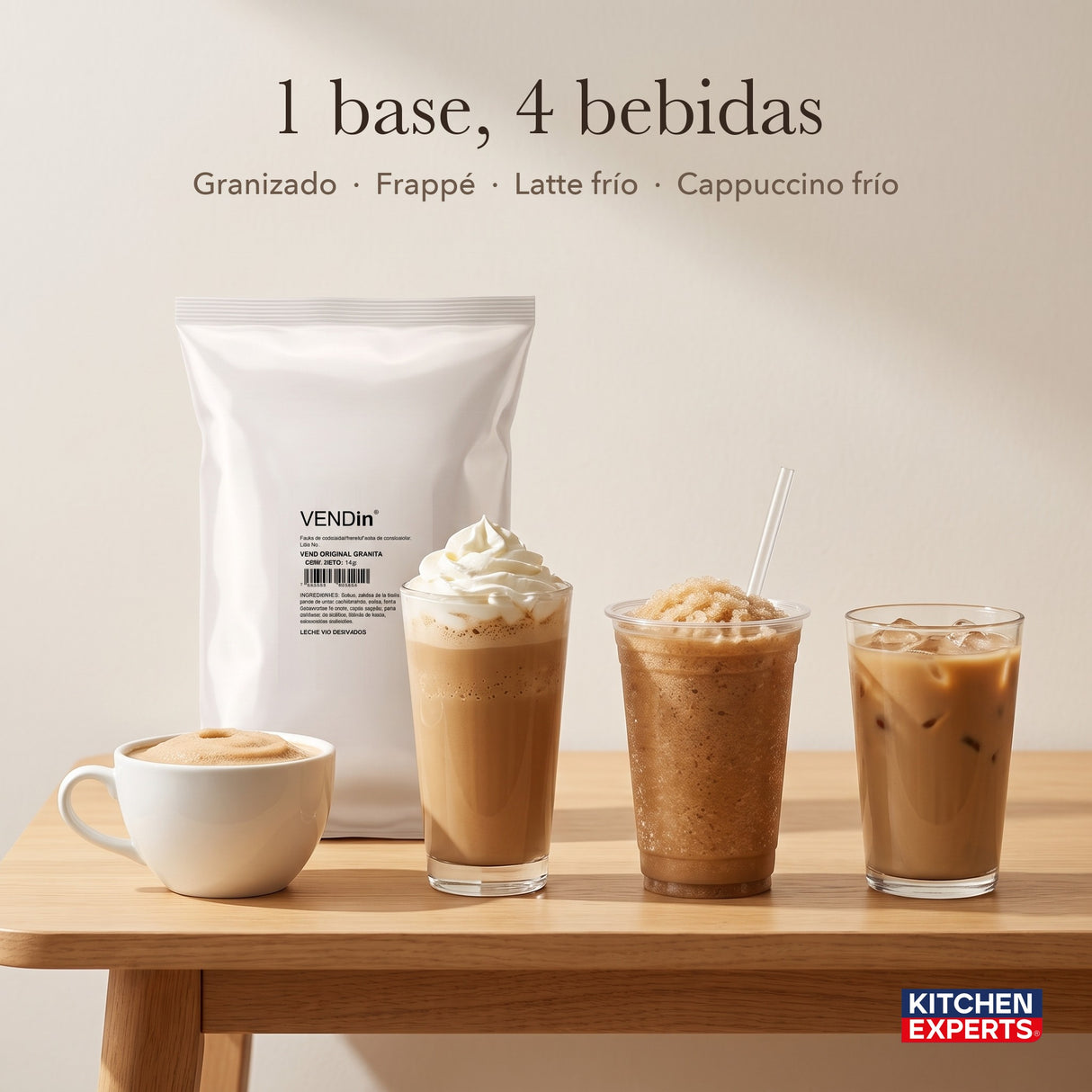 Vendin Original Granita: 1 base, 4 bebidas (caliente, frappé, granizado, latte frío) | KEX