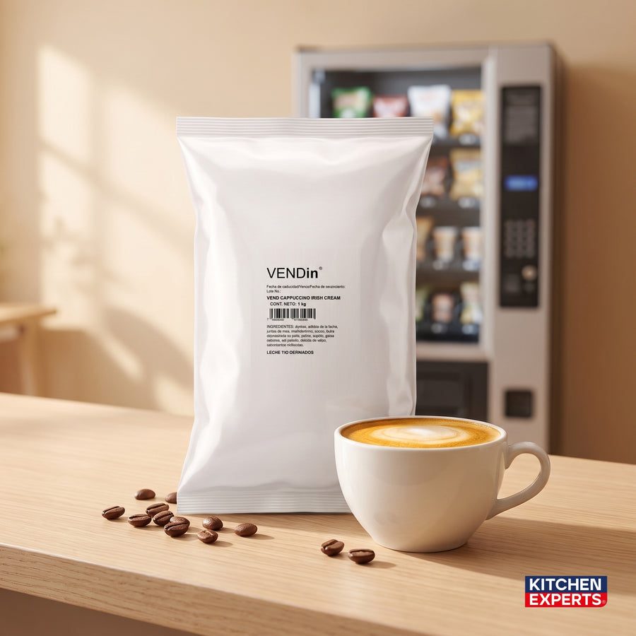 Vendin Cappuccino Irish Cream bolsa 1 kg con taza preparada, mezcla para máquina vending | Kitchen Experts KEX