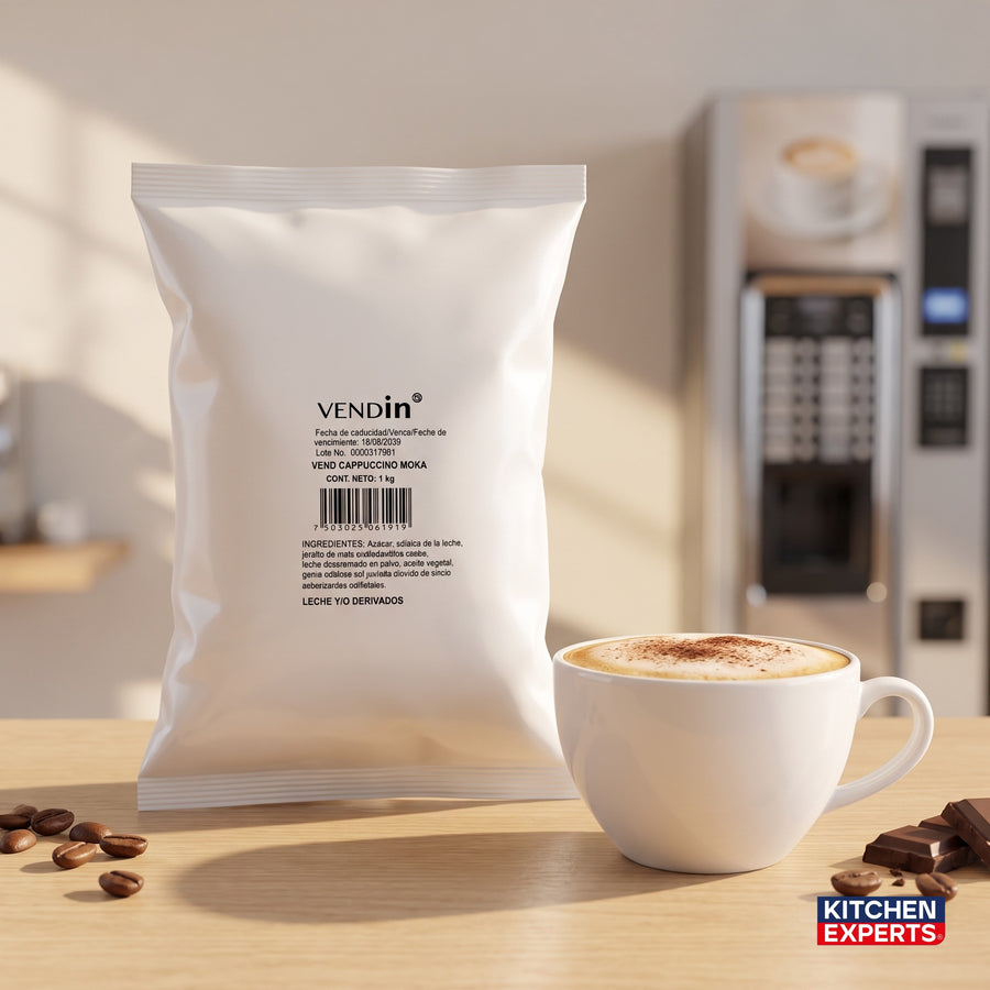 Vendin Cappuccino Moka bolsa 1 kg con taza preparada, mezcla para máquina vending | Kitchen Experts KEX