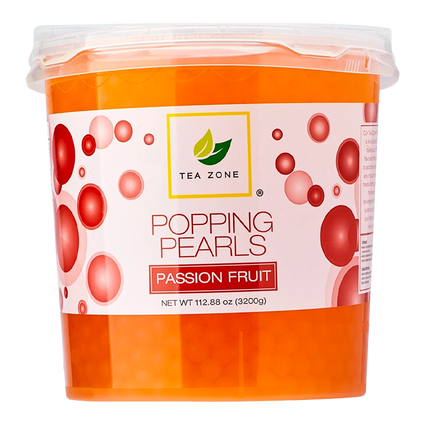 POPPING PEARLS PASSION FRUIT FRUTA DE LA PASION TEA ZONE BOTE 3200 GRAMOS